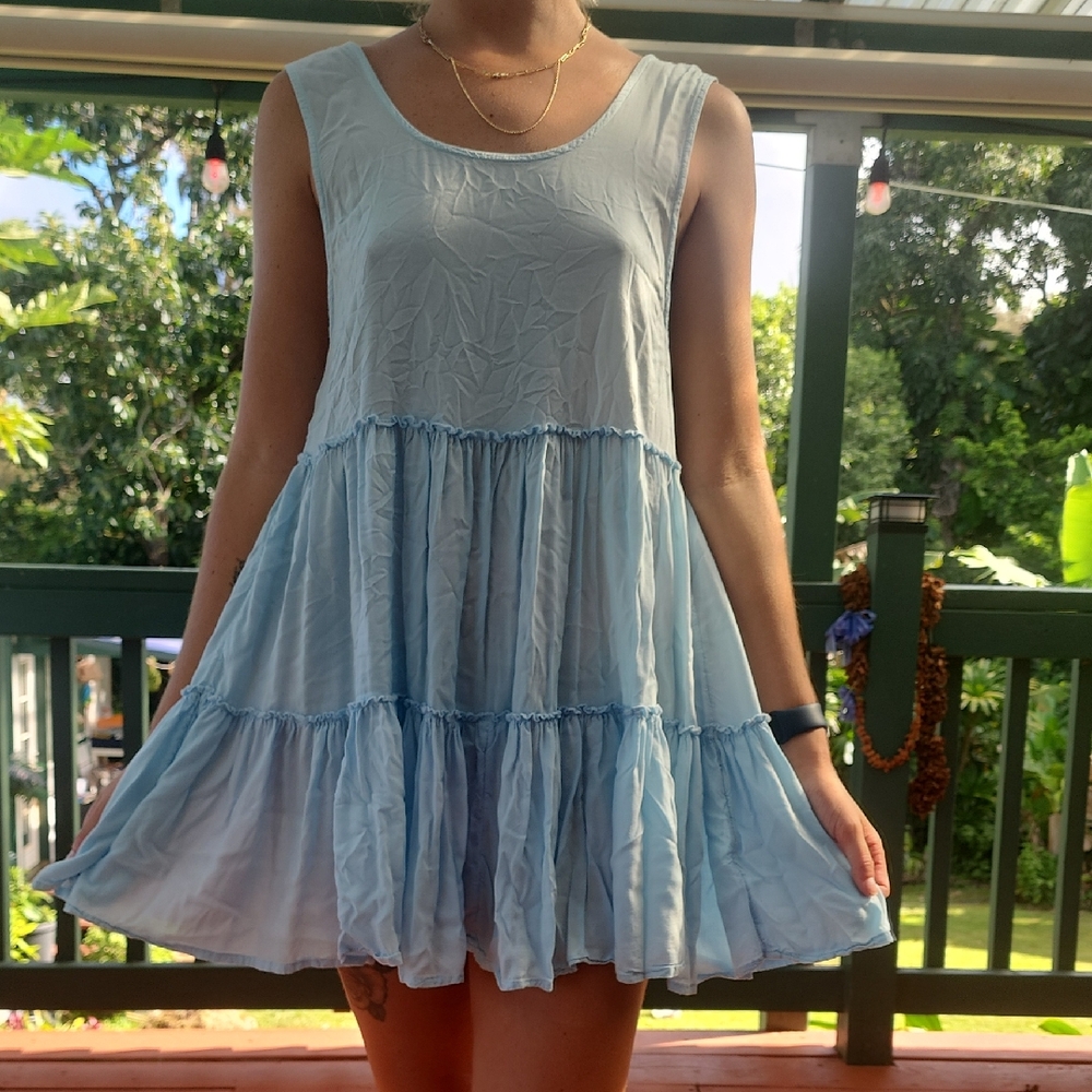 O'Neill Sky Blue Tiered Mini Dress